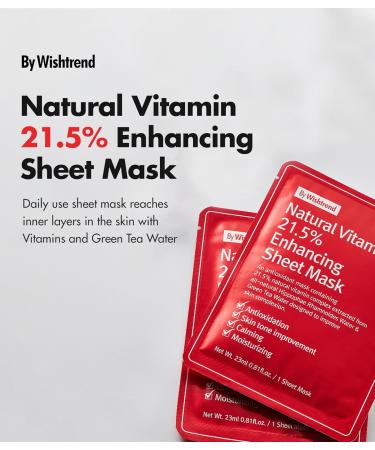 BY WISHTREND C21.5 Masque Tissu Anti- ge Natural Vitamin C Enhancing Sheet Mask 23g - Buy Online on GoSupps.com