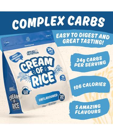 Applied Nutrition Cream of Rice - High Carbohydrate Cream of Rice Supplement Source of Energy for Breakfast & Snacks Easy to Digest Low Sugar Low Fat Vegan 1kg (Unflavoured) Unflavoured 1 kg (Pack of 1) - Buy Online on GoSupps.com