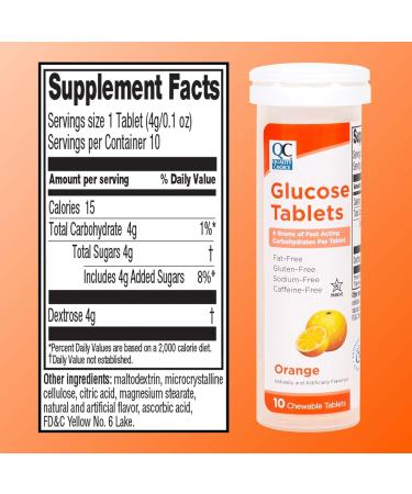 Quality Choice Fast Acting Glucose Tablets Orange Flavor Blood Sugar Treatment 10 Count - Pack of 6 - Buy Online on GoSupps.com