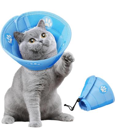 Adjustable Soft Protective Cat Collar | Halskrause Non-Protective Collar for Cats Puppies & Small Dogs - Blue (M) - Buy Online on GoSupps.com