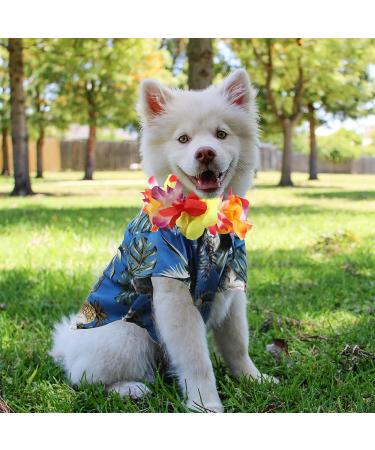 Geyoga 3-Piece Hawaiian Dog Costume Set - T-Shirt, Sunglasses, and Wreath for Small to Medium Dogs in Blue Series - Buy Online on GoSupps.com
