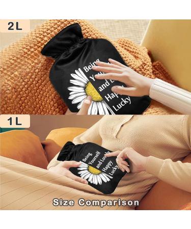 Shop Naanle Hot Water Bottle with Daisy Cover - 1L for Menstrual Cramps & Pain Relief | Heat & Cold Therapy - Buy Online on GoSupps.com