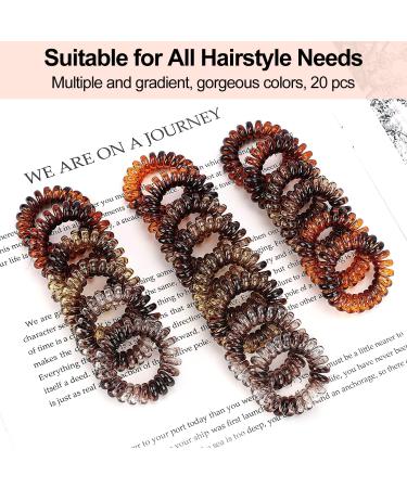 JessLab 20 Pcs Spiral Hair Ties - Traceless Phone Cord Ponytail Holders for Girls & Women - No Crease Spiral Bracelet Hair Accessory - Amber Color - Buy Online on GoSupps.com