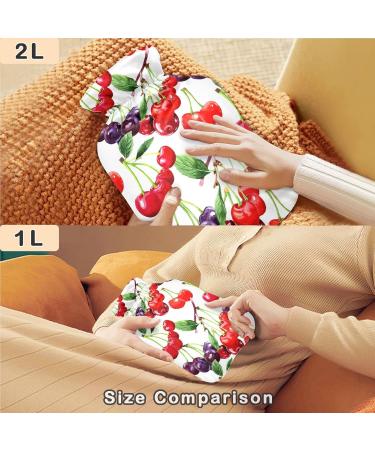 Naanle Red & Blue Cherry Hot Water Bottle with Cover | 1L Pain Relief & Therapy | Ideal for Bed Hands & Feet Warmth | International Shipping - Buy Online on GoSupps.com