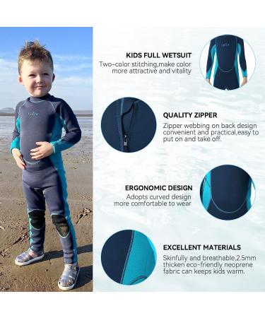 Vofiw Kids Wetsuit 2.5mm Neoprene Long Sleeve Back Zip Wet Suit for Girls Boys | Surfing Swimming Diving Snorkeling | Navy- Size 8 - Buy Online on GoSupps.com