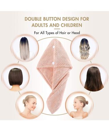 CHOOBY 3+1 Pack Microfiber Hair Towel Wrap - Quick Dry, Super Absorbent, Anti Frizz - For Women, Girls, and Families with Curly, Long, or Thick Hair - Choose Pink, Purple, or Gray Design - Buy Online on GoSupps.com