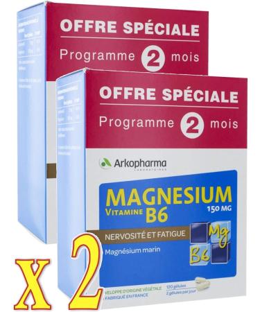 Arkopharma Magnesium Vitamin B6 150 mg Pack of 4 x 60 Capsules - Buy Online on GoSupps.com