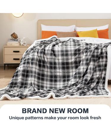 Sherpa Plaid Reversible Throw Blanket | Cozy Flannel Fleece for Couch, Bed, Sofa | Grey 50x60 - Buy Online on GoSupps.com