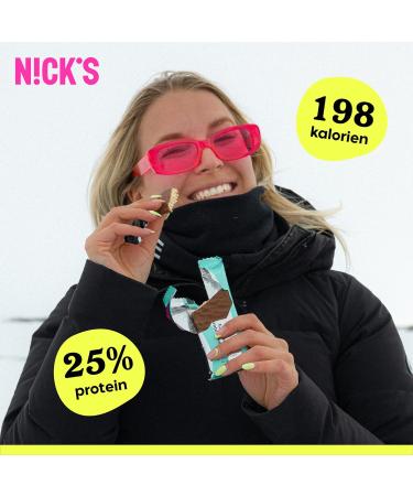 Nicks Protein Wafer Riegel Chocolate - 25% Protein Low Carb Sugar-Free Gluten-Free Snack Bars (9 x 40g) - Buy Online on GoSupps.com