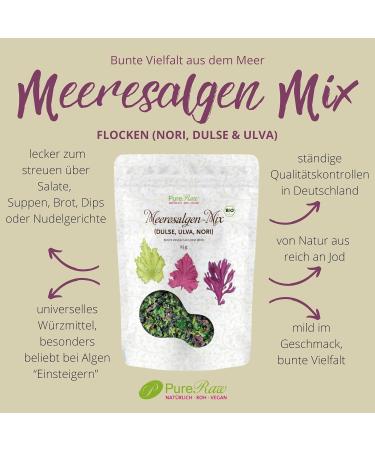 Organic Sea Algae Mix - Dried Atlantic Dulse & Nori Flakes | Vegan Umami Seaweed Blend | 50G Raw Superfood | PURERAW 2-Pack - Buy Online on GoSupps.com