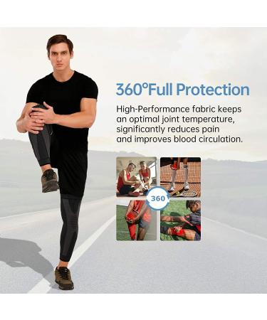Full Leg Compression Sleeves 2 Pack XL for Running Cycling Basketball Support - Arthritis Joint Pain Relief Meniscus Tear - Black X-Large - Buy Online on GoSupps.com