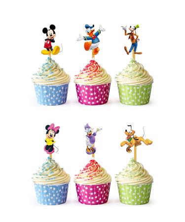 24x Mickey Mouse Cupcake Toppers Strong Picks Happy Birthday D cor Cupcake Decorations for Kids Birthdays