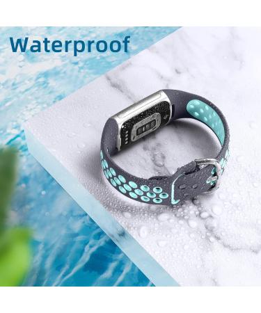 Buy Cemika Silicone Bracelet for Fitbit Charge 5 & 6 - Waterproof Soft Breathable Sports Bands in Gray-Green (S: 5.5-7.1) - International Shipping Available - Buy Online on GoSupps.com