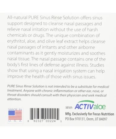Focus Nutrition Pure Sinus Rinse Solution - 40 Packets / 4.5g each - Buy Online on GoSupps.com