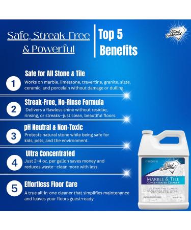 Black Diamond Stoneworks Marble & Tile Floor Cleaner - 1-Gallon Concentrate for Ceramic, Porcelain, Granite, Natural Stone, Vinyl, and Brick - Buy Online on GoSupps.com