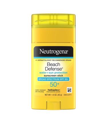 Neutrogena Beach Defense Water-Resistant Body Sunscreen Stick with Broad Spectrum SPF 50+ PABA-Free and Oxybenzone-Free Superior Protection Against UVA/UVB Rays 1.5 oz