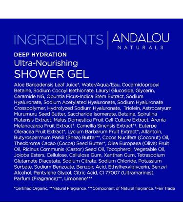 Andalou Naturals Deep Hydration Body Wash | Ultra-Nourishing Shower Gel with Hyaluronic Acid & Ceramides for Dry Skin | Gentle Exfoliating Cleanser 8.5 fl oz - Buy Online on GoSupps.com