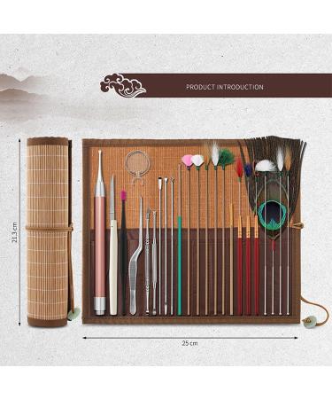 24 Pcs Complete Ear Care Set with Illuminated Bamboo Tools Ultimate Ear Cleaning Kit with LED Light Bamboo Roll Set Including Spiral Ear Spoon Tweezers and Feather Boar Bristles - Buy Online on GoSupps.com