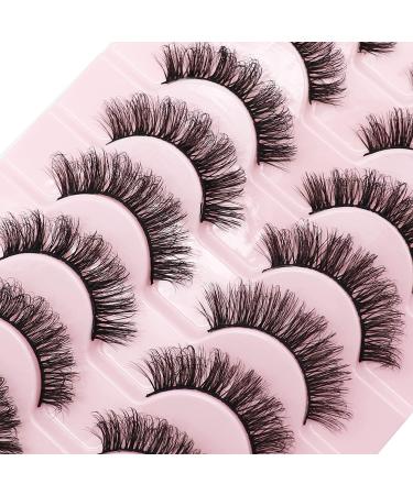 False Eyelashes Natural Mink Faux Russian Strip Lashes D03 - 10 Pairs | Fluffy Volume Fake Eyelash Extension | D Curl - Buy Online on GoSupps.com