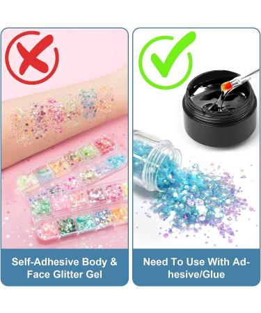 PAGOW 24 Colors Glow in The Dark Chunky Glitter Gel for Halloween Makeup - Non Self-Adhesive UV Black Light Glitter for Eyes, Face, Body - High Luminous Iridescent Resin Formula - Buy Online on GoSupps.com