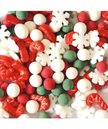 ScrapCooking 7532 - Christmas Sweet Decorations 42 g - Flakes Red Green & White Beads Barley Sugars - Edible Pastry Sprink - Buy Online on GoSupps.com