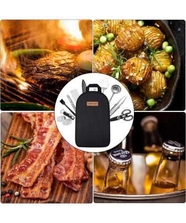 20-Piece Stainless Steel Camp Kitchen Cooking Utensil Set for Outdoor Grilling and BBQ - Portable Travel Cookware Organizer for Camping and RV - Black - Buy Online on GoSupps.com