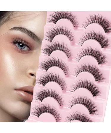 Poiuyoiu Clear Band Fluffy Lashes Kit with False Eyelashes Glue Bond and Remover Wispy Cat Eye Lashes 7 Pairs Fake Eyelashes Natural Look 3D Strip Lash Extensions Reusable Faux Mink Lashes M50-T - Buy Online on GoSupps.com