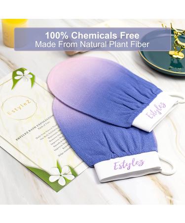 E-STYLEZ Korean Exfoliating Mitt 2 PCS | Blue Gradient Dead Skin Remover | Body Exfoliator Glove for Deep Exfoliation | Soft Illuminated Skin | Women and Men - Buy Online on GoSupps.com