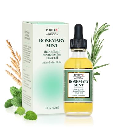 Perfecx - Rosemary Mint Hair & Scalp Elixir Oil 2 fl oz - Premium Hair and Scalp Strengthening Elixir oil Infused with Biotin Rosemary Mint Elixir Oil