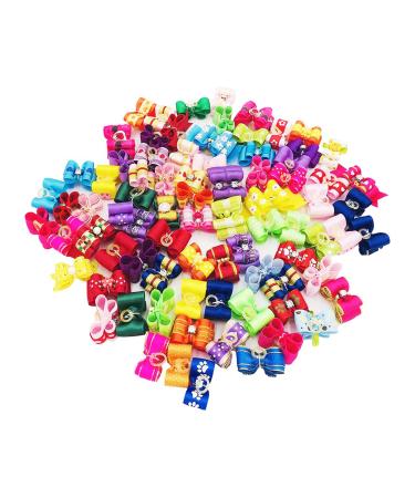 JpGdn 50pcs /25Pair Small Dog Hair Bows with Rubber Bands and Rhinestones Puppy Grooming Bows Doggies Cat Topknot Bowknot Pet Hair Accessories Color Random hair bows A - Buy Online on GoSupps.com