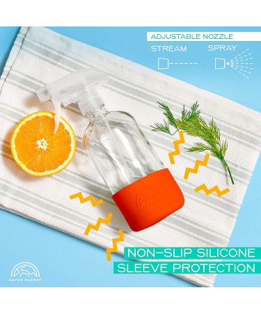 Savvy Planet 16 oz Clear Glass Spray Bottles with Silicone Sleeve - 2 Pack White & Gray, Refillable for Cleaning Solutions, Essential Oils, Misting Plants - Quality Sprayer - Buy Online on GoSupps.com