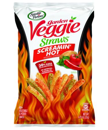 Sensible Portions Garden Veggie Straws, Screamin' Hot, 4.25 Oz (Pack of 12)