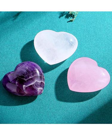 Xianvxi 1.2 Heartstones Set: Amethyst Rose Quartz & Clear Quartz Healing Crystals - Large Gemstones for Heart Chakra - Buy Online on GoSupps.com