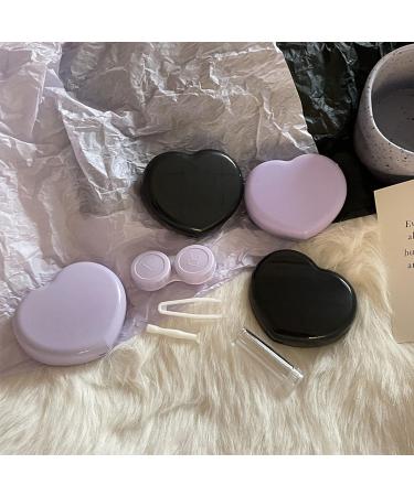 Komociya 2x Cardiac Contact Lens Containers with Mirrors - Portable Travel Kit with Cleaner Solution Tweezers & Remover - Violet - Buy Online on GoSupps.com