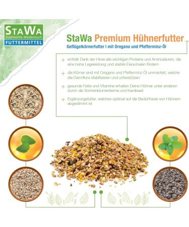 STAWA Premium Non-GMO Chicken Feed | Poultry Grain Feed with Oregano & Peppermint Oil | 5 kg Pack - International Shipping Available - Buy Online on GoSupps.com