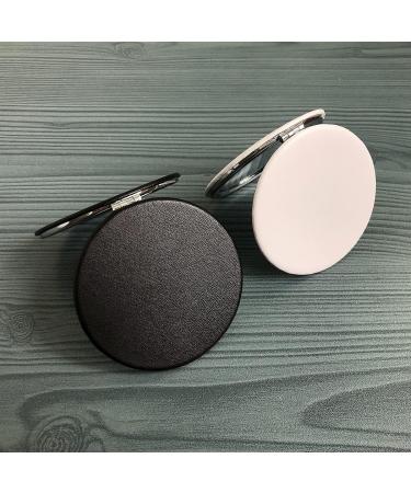 Zcooooool Round Folding Makeup Mirror 8CM - Professional Double-Sided Compact Mirror, PU Surface, Handbag Mirror, White - Buy Online on GoSupps.com