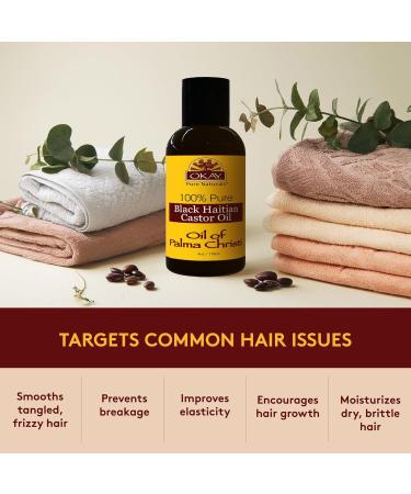 OKAY Pure Naturals Black Haitian Castor Oil - Castor Oil for Hair Health for Men & Women Moisture for Skin Body Scalp Eyelashes Eyebrows - 4 oz Glass Bottle (Pack of 1) Haitian Castor Oil 4 Ounce (Pack of 1) - Buy Online on GoSupps.com