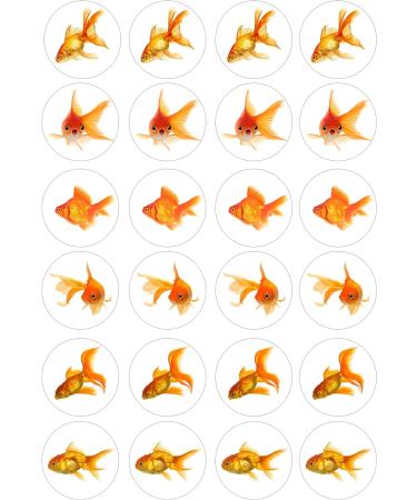 24 edible PRE CUT Goldfish style kids childrens party decorations Wafer Paper Cupcake Fairy Cake Toppers - Buy Online on GoSupps.com