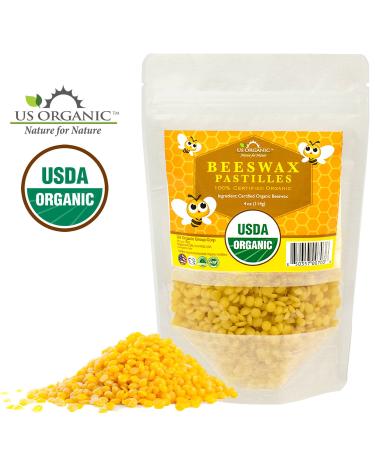 USDA Certified Organic Beeswax Pastilles 4oz - Pure Yellow for DIY Candle, Lip Balm, Body Cream, Deodorant & More - Buy Online on GoSupps.com