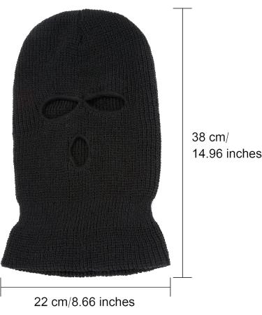 Geyoga 3 Hole Winter Knitted Full Face Balaclava Mask - Black Adult Size - Buy Online on GoSupps.com