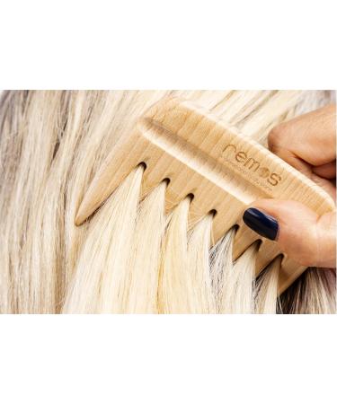 Remos Wooden Comb - 9cm Beech Wood Handcrafted Comb with Handle Notch | International Shipping Available - Buy Online on GoSupps.com