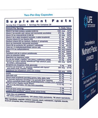 Life Extension Comprehensive Nutrient Packs - Advanced 30 Packets | Optimal Health & Wellness - Buy Online on GoSupps.com