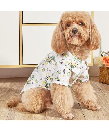 Yanmucy Hawaiian Shirt for Small Dogs | 2-Piece Summer Pet Clothing | Cool Breathable Coconut Tree Pattern | XL White & Blue Dog Shirts - Buy Online on GoSupps.com