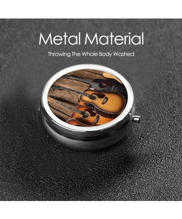 Buy Guitar Bass Mini Round Pill Box - 3 Compartment Portable Pill Organizer for Travel & Home Use - Buy Online on GoSupps.com
