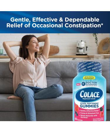 Colace Stool Softener Gummies - Gentle Constipation Relief Doctor Recommended Berry Flavor 60ct - International Shipping Available - Buy Online on GoSupps.com