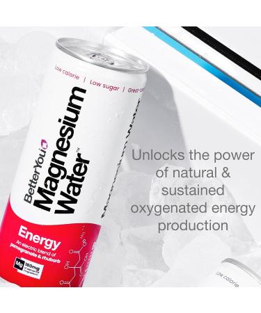 BetterYou Magnesium Mineral Water Energy Natural Sustained Energy Boost Magnesium Glycinate Vital B Vitamins & Nitrates Infused with Pomegranate & Rhubarb Pack of 12 250 ml - Buy Online on GoSupps.com