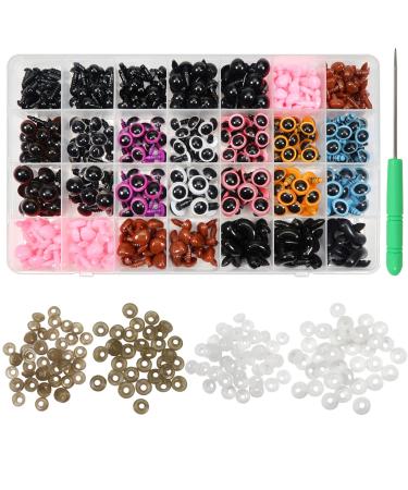 TOAOB 172pcs Sew On Googly Wiggle Eyes Buttons 8mm to 20mm Assorted Sizes  Black Round Plastic Eyes for DIY Stuffed Animals Scrapbooking Sewing Crafts