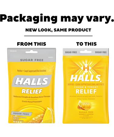 HALLS Relief Honey Lemon Sugar Free Cough Drops - 12 Packs (300 Total Drops) - Buy Online on GoSupps.com
