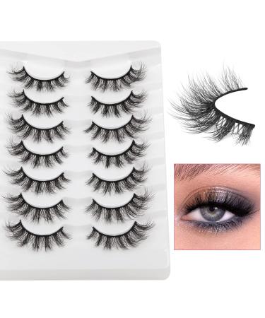 Cat Eye Faux Mink Fluffy 3D Volume Wispy Eyelashes - 7 Pair Pack by Lanflower - Buy Online on GoSupps.com