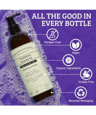 Pharmacopia Verbena Shampoo 16 oz - Vegan, Cruelty Free, Organic Ingredients | Aromatherapy Hair Care - No Parabens or Sulfates - Buy Online on GoSupps.com